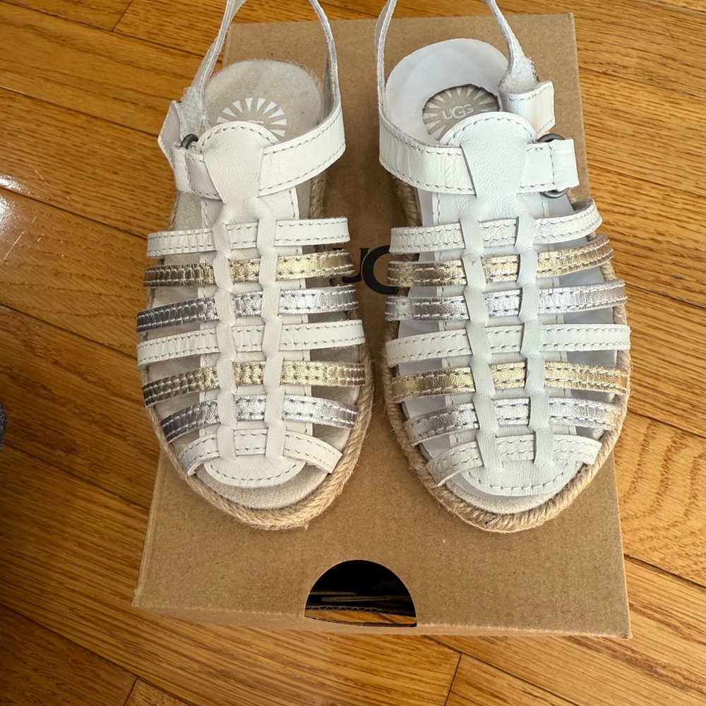 UGG White and Silver toddler girls Strappy Sandals